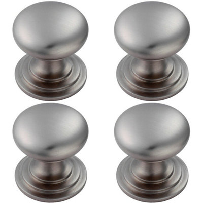 4x Victorian Round Cupboard Door Knob 25mm Dia Stainless Steel Cabinet Handle