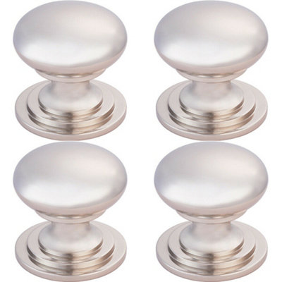 4x Victorian Round Cupboard Door Knob 38mm Dia Polished Nickel Cabinet Handle