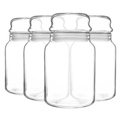 4x White 890ml Sera Glass Food Storage Jars Large Tea Coffee Spice