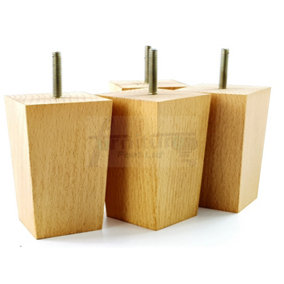 4x Wood Furniture Legs M10 100mm High Oak Wash Replacement Square Tapered Sofa Feet Stools Chairs Sofas Cabinets Beds PKC147
