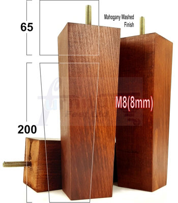 4x Wood Furniture Legs M8 200mm High Mahogany Wash Replacement Square Tapered Sofa Feet Stools Chairs Sofas Cabinets Beds Price Comparisons | Compare The Build