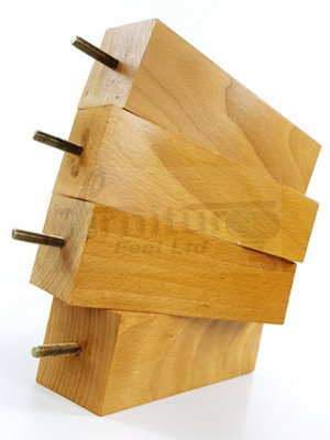 4x Wood Furniture Legs M8 200mm High Oak Finish Replacement Square Tapered Sofa Feet Stools Chairs Sofas Cabinets Beds