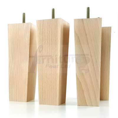 thumbnail image 2 of Britwood 4-Pack Tapered Furniture Cone Legs - 15cm Beech & Oak With Brass Overlay - For Sofa, Chair, Cabinet 2 of 5