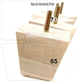 4x Wood Furniture Legs M8 65mm High Raw Unfinished Unlacquered Replacement Sofa Feet Stools Chairs Sofas Cabinets Beds PKC364