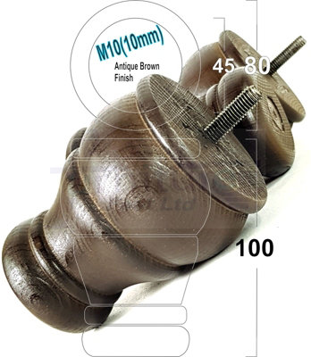 4x WOODEN BUN FEET ANTIQUE BROWN REPLACEMENT FURNITURE LEGS SOFAS