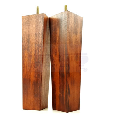 4x Wooden Furniture Legs M8 230mm High Mahogany Wash Replacement Square Tapered Sofa Feet Stools Chairs Cabinets Beds