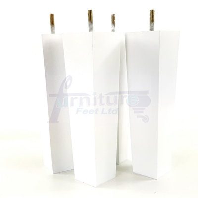 4x Wooden Furniture Legs M8 230mm High White Replacement Square Tapered Sofa Feet Stools Chairs Cabinets Beds