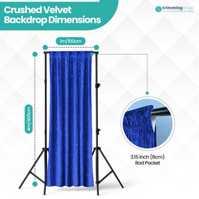4x1M Crushed Velvet Backdrop, Photography Background Blackout Curtain ...