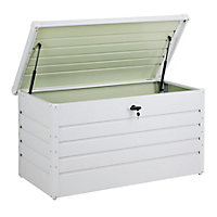4x2 ft Waterproof Metal Large Outdoor Garden Storage Box Lockable Flat Roof 350 L,White