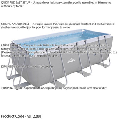 4x2m Premium Garden Swimming Pool with Filter Pump - Perfect for Kids ...