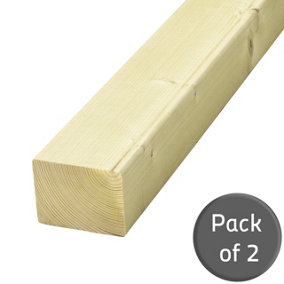 4x3 Inch Treated Timber (C16) 75x100mm (L)1500mm - Pack of 2