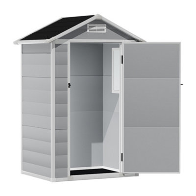 4x3FT Apex Roof Garden Shed Outdoor Storage House in Grey