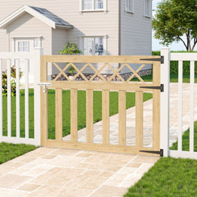 4x3ft Outdoor Cross Top Garden Wooden Gate Fence Gate Yard Patio Entrance Way Door Security Barrier