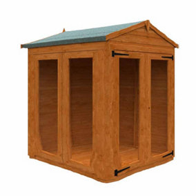 4x4 Flex Apex Full Pane Summerhouse 12mm Flex - L123.8 x W115 x H219.2 cm - Solid Wood/Softwood/Pine - Burnt Orange