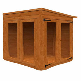 4x4 Flex Pent Full Pane Summerhouse 12mm Flex - L123.8 x W115 x H203 cm - Solid Wood/Softwood/Pine - Burnt Orange