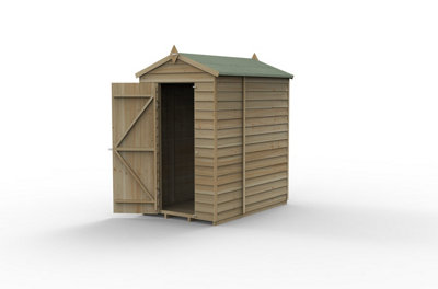 4x6 4LIFE Apex Shed 25yr Guarantee Overlap Pressure Treated - Single Door - No Windows