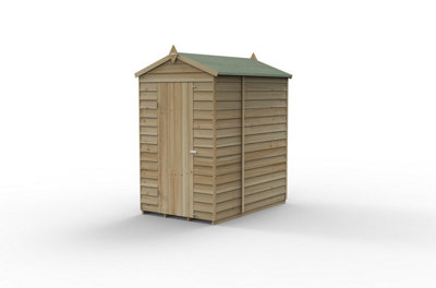 4x6 4LIFE Apex Shed 25yr Guarantee Overlap Pressure Treated - Single Door - No Windows