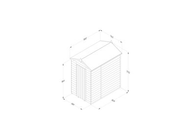 4x6 4LIFE Apex Shed 25yr Guarantee Overlap Pressure Treated - Single Door - No Windows