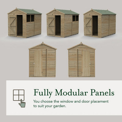 4x6 4LIFE Apex Shed 25yr Guarantee Overlap Pressure Treated - Single Door - No Windows