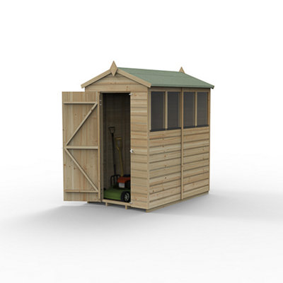 4x6 Apex Beckwood Shed 25yr Guarantee Shiplap Pressure Treated - 4 Window