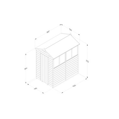 4x6 Apex Beckwood Shed 25yr Guarantee Shiplap Pressure Treated - 4 Window