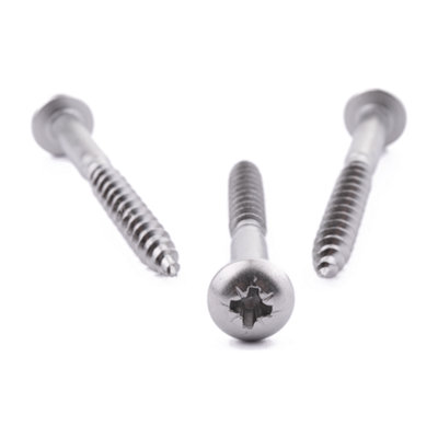 5.0 X 50 Poz Round Wood Screw 100 Pack DIN 7996 A2 Stainless Steel
