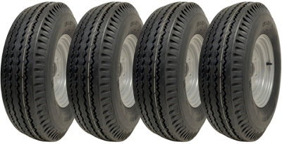 5.00x10 Trailer Tyre & Wheel 4 stud 100mm PCD 72N Load Capacity 355kg (Set of 4)
