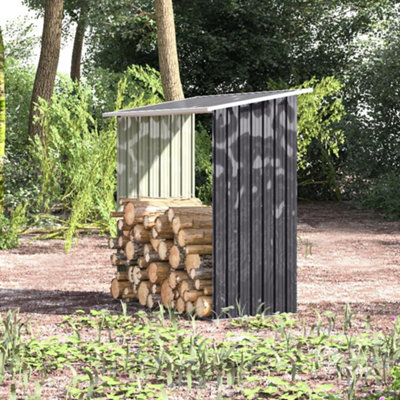 5.3 x 2.7 ft Black Metal Log Store Garden Log Storage Outdoor Firewood Storage Shed