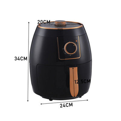 5.5 L Family Size Black Knobs Electric Air Fryer with Timer,Non-Stick Removable Basket