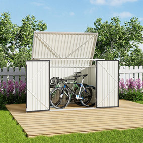 5.5 x 3.5 ft Charcoal Black Metal Shed Garden Storage Shed Bin Store Bike Storage with Double Door