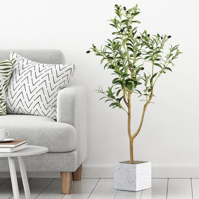 5.5FT Artificial Olive Tree Faux Tree with Lifelike Olive Leaves for Home Decor