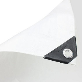 5.5M X 7.0M White Standard Waterproof Tarpaulin With Eyelets
