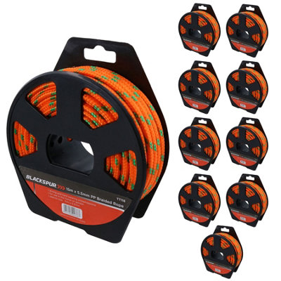 5.5mm x 15 Metres Multi Purpose Polypropylene Braided Rope Camping Gardening 10pk