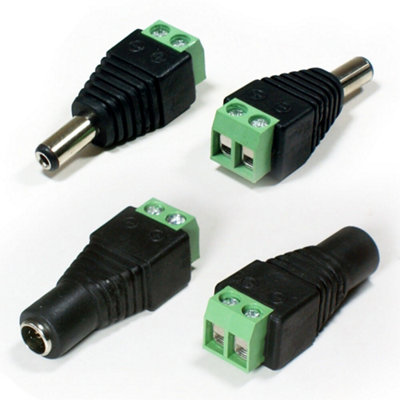 5.5mm x 2.1mm DC Connectors - 1x Plug & Socket - CCTV Screw Terminal Power Jacks