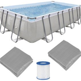 5.5x3m Premium Garden Swimming Pool Pump & Accessories Set 99cm Deep Kids Paddle