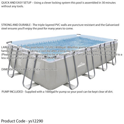 5.5x3m Premium Garden Swimming Pool Pump & Accessories Set 99cm Deep Kids Paddle
