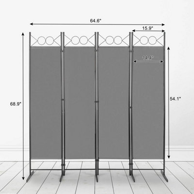 5.74 FT Folding 4 Panels Freestanding Room Divider Wall Privacy Screen ...