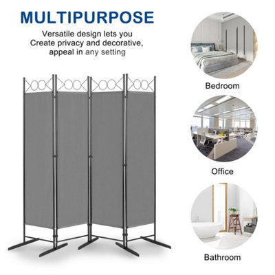 5.74 FT Folding 4 Panels Freestanding Room Divider Wall Privacy Screen ...