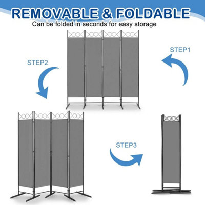 5.74 FT Folding 4 Panels Freestanding Room Divider Wall Privacy Screen ...
