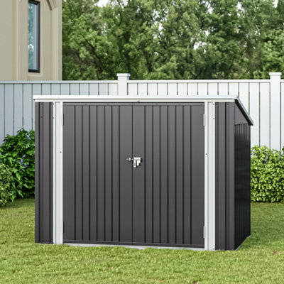5.8 x 3.5 ft Charcoal Black Metal Shed Garden Storage Shed Bin Store Bike Storage with Double Door