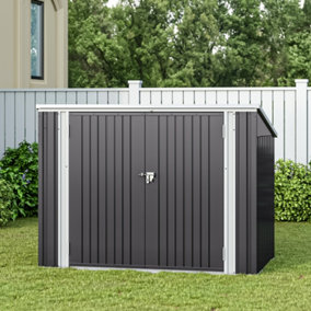 5.8 x 3.5 ft Charcoal Black Metal Shed Garden Storage Shed Bin Store Bike Storage with Double Door