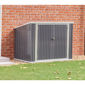 5.8 X 3.5 Grey Metal Shed Garden Storage Shed Pent Roof for Tool Trash Can Recycle Bin Debris