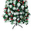 5.9 ft Flocked Artificial Christmas Tree Natural looking Xmas Tree with Pine Cones Berries Decoration