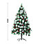 5.9 ft Flocked Artificial Christmas Tree Natural looking Xmas Tree with Pine Cones Berries Decoration