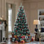 5.9 ft Green Artificial Christmas Tree Pine Tree Xmas Decoration with Pine Cones Berries