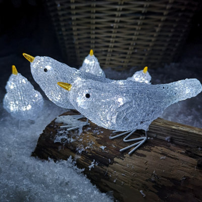 5 Acrylic Indoor Outdoor Robin Christmas Lights with 40 Ice White LEDs