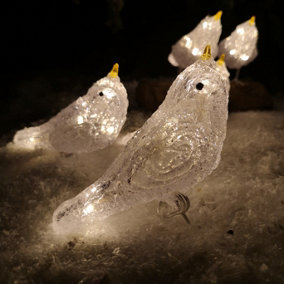 5 Acrylic Indoor Outdoor Robin Christmas Lights with 40 Warm White LEDs
