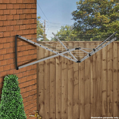 5 Arm Wall Mounted Rotary Airer 26 Meter Drying Space Washing Line