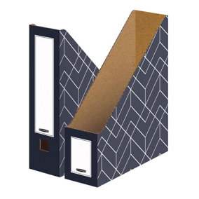 5 BANKERS BOX Decor Magazine Files Cardboard Transfer Boxes W100 x H290 x D228mm Pack of 5 Midnight Blue