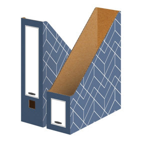 5 BANKERS BOX Decor Magazine Files Cardboard Transfer Boxes W100 x H290 x D228mm Pack of 5 Slate Blue